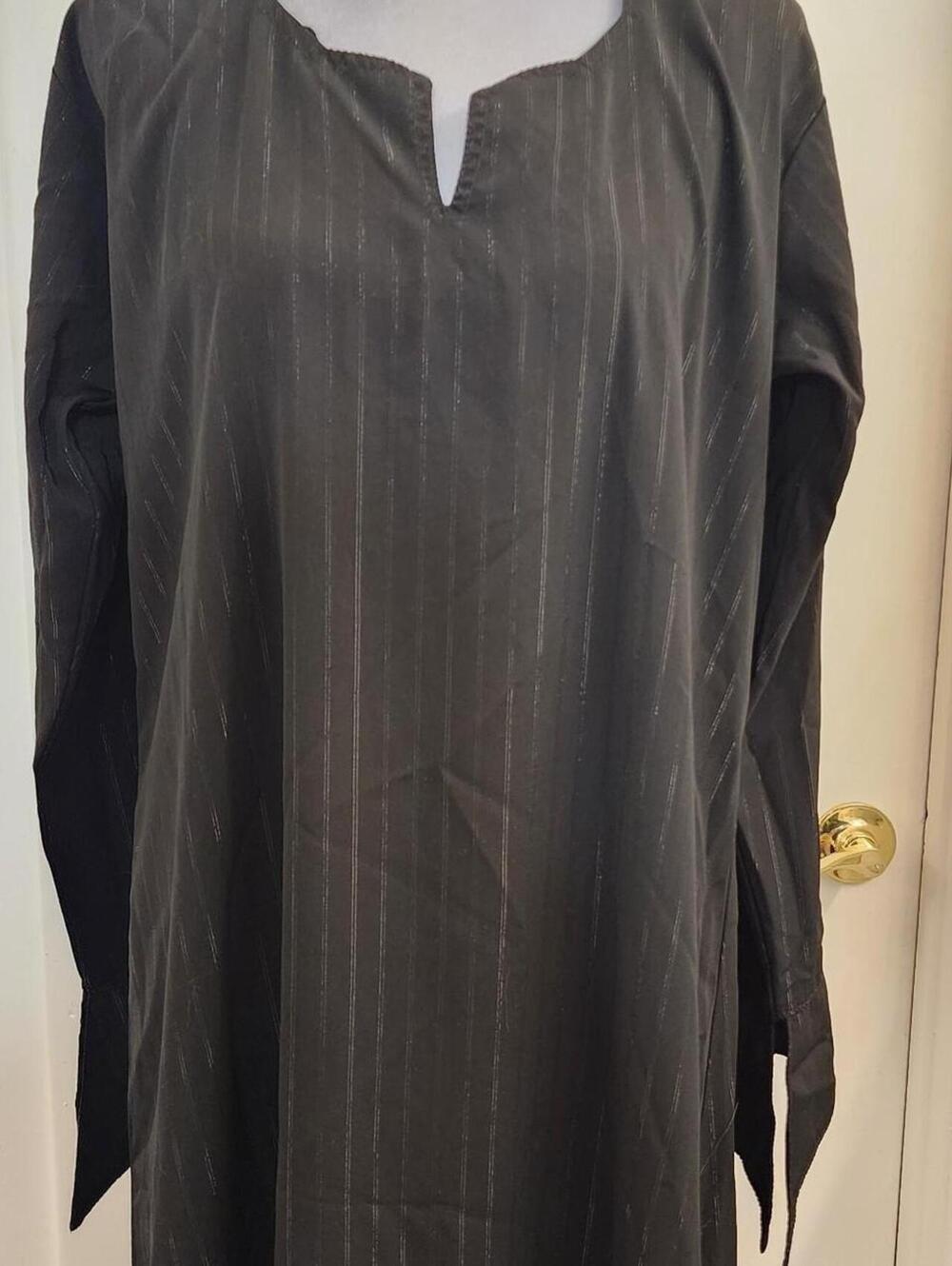 Black Lightweight Gothic Whimsigoth Renaissance Split Sleeve Maxi Dress Size L - Picture 5 of 7